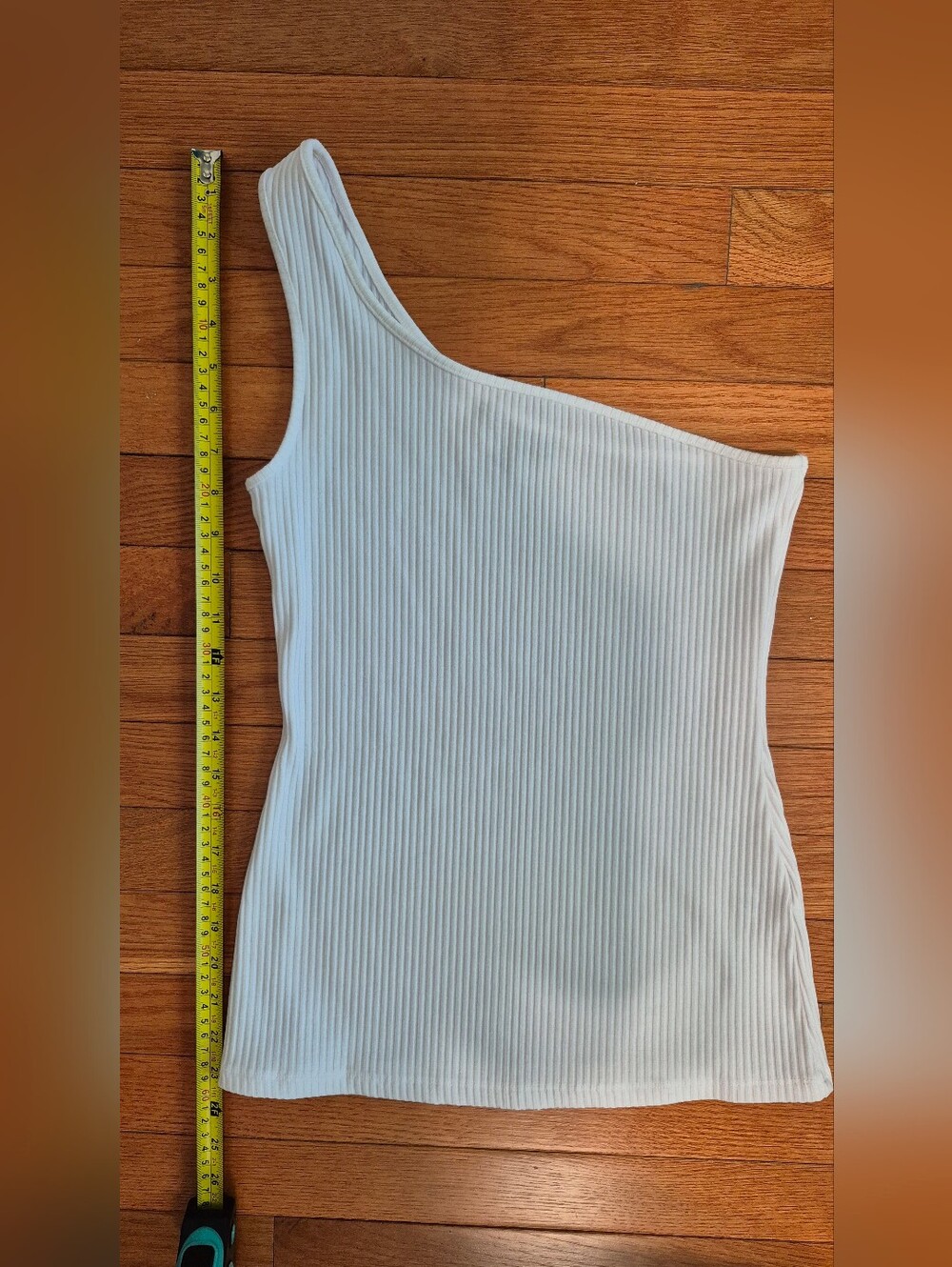 2 Pack - Ribbed One-Shoulder Tank Top - White & Orange 🤍🧡 - Picture 8 of 14